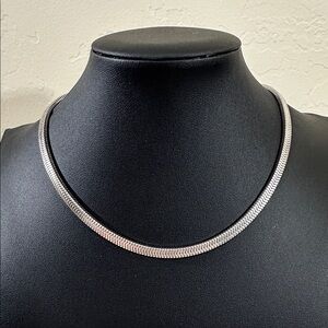 Forstner Sterling Silver Flat Herringbone Choker Chain Necklace